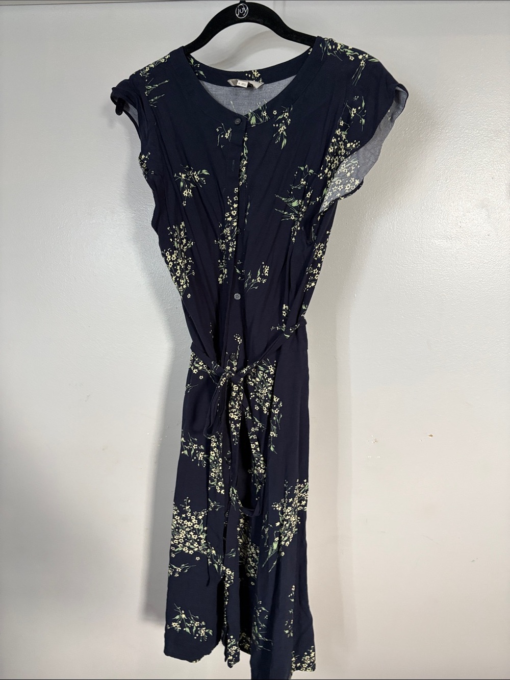 LOFT Navy Floral Midi Dress